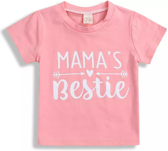 Mama's Bestie Baby Toddler Kids Girl Pink Arrow Letter T-Shirt Tee Tops Summer