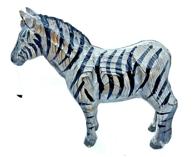 Hand Carved Painted Wood Zebra  Home Decor