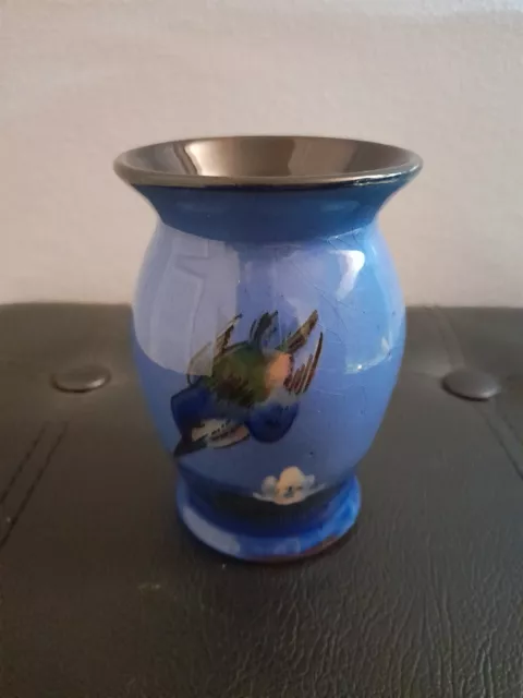 Vintage Watcombe Torquay Devon Ware Pottery Kingfisher Vase