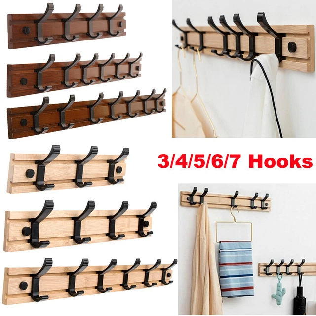 Wall Mount Key Bag Towel Rack Hanger Holder Coat Robe Hat Clothes Rack 3-7 Hooks