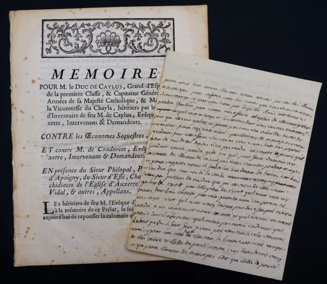 Le Duc De Caylus - Lettre Autographe Signée De 3 Pages Avec Livret Mémoire, 1773