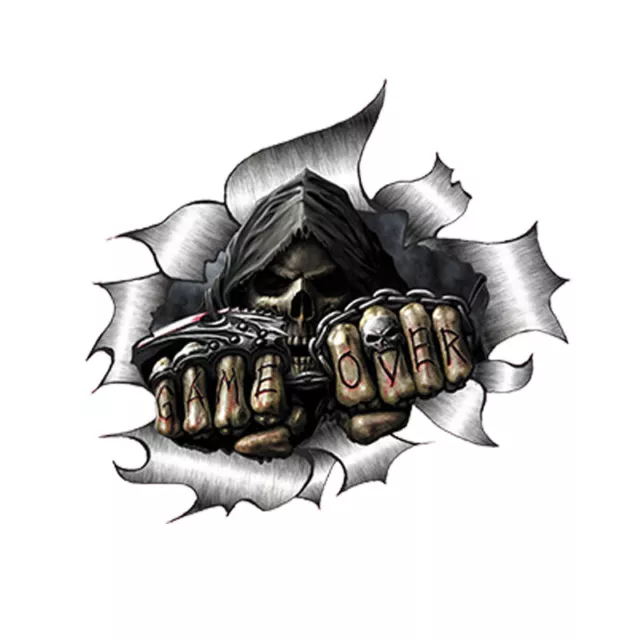 13x14cm Single Metal Rip Open Grim Reaper Skull Sticker Car Styling Car  Deco RF
