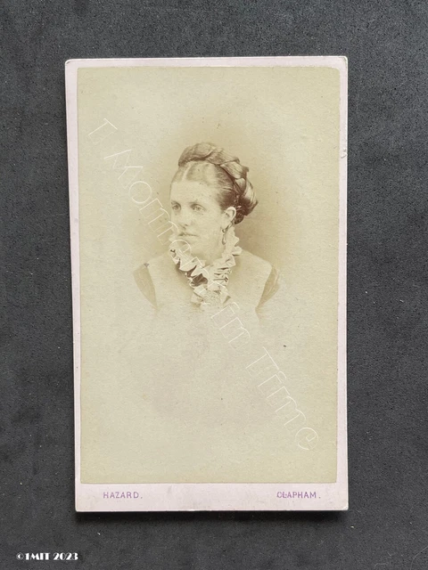 CDV Lady Braid Hair, by Hazard Clapham Antique Victorian Fashion Photo
