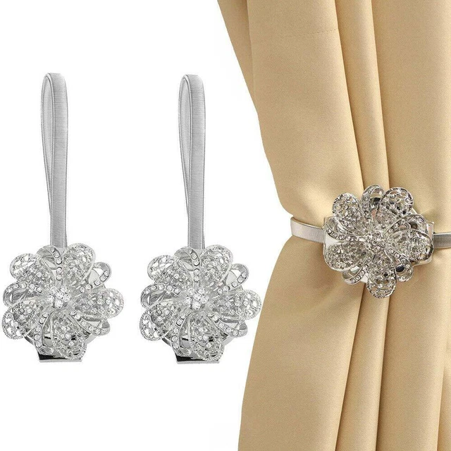 Magnetic Curtain Tiebacks Crystal Tie Backs Buckle Clips 2pcs