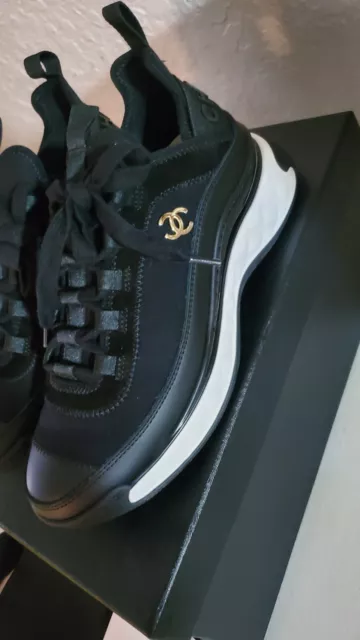 CHANEL VELVET CALFSKIN & Mixed Fibers Black - Sneakers 37.5 $700.00 -  PicClick