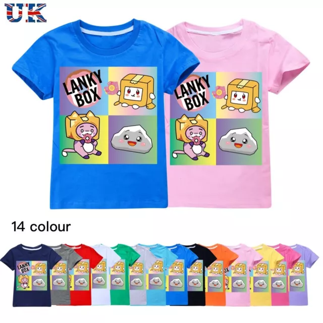 T-shirt a maniche corte nuova Kids ragazzi ragazze LANKYBOX stampata cotone