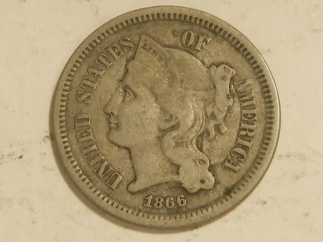 1866 three cent nickel coin