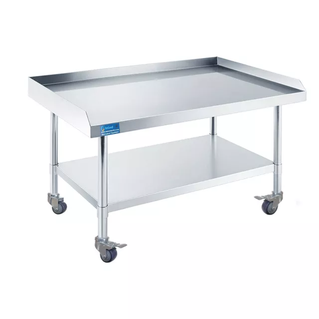 48" Long X 24" Deep Stainless Steel Equipment Stand with Undershelf + Casters 2