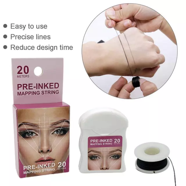 20m Microblading Mapping String Pre-Inked Eyebrow Marker Brows NEW Tattoo New W7