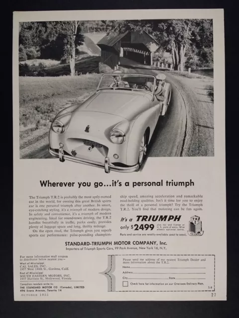 1955 Triumph TR2 Sports Car vintage print Ad