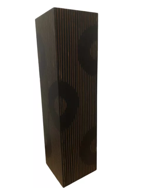 Vaso In Legno Per Fiori E Rami Secchi Cerchi E Righe Nero E Marrone Cm 30X8