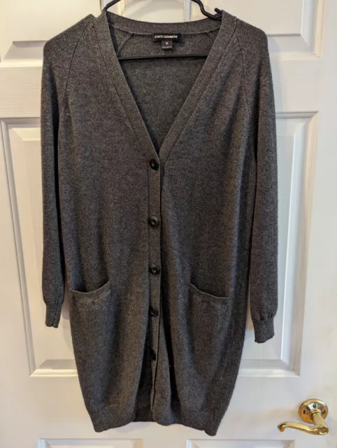 State Cashmere Gray Long Button Cardigan Sweater - Womens M