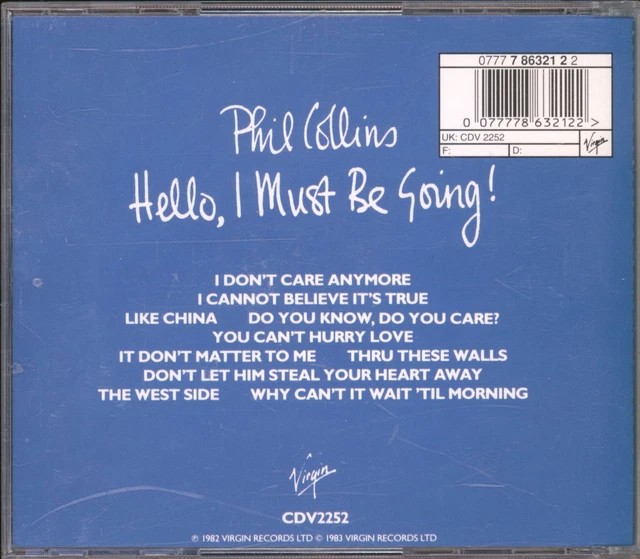 PHIL COLLINS HELLO, I Must Be Going! CD Europe Virgin CD. Front insert ...