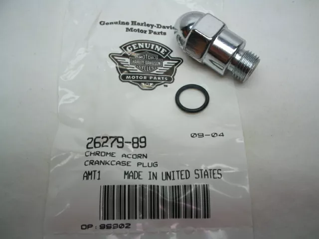Chrome Acorn Crankcase Plug 26279-89 Harley Shovelhead & Evolution '81-'99
