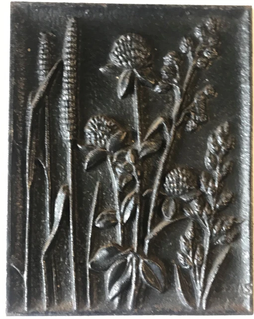 CLAAS - Gusseisen-Platte – Feld-Blumen von 1977 / Wandbild / Reliefplatte aus Na