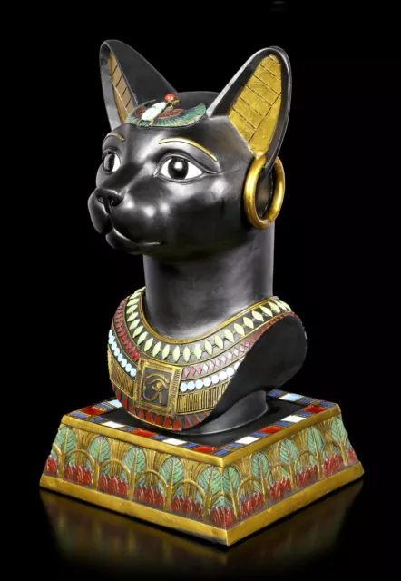 Tamaño Altägyptische Cabeza de Gato Busto - Bastet Deco Figura Estatua Escultura 3