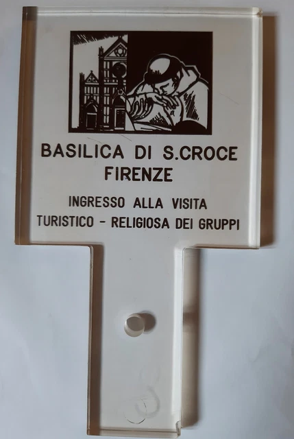 Tafel zur Führung durch die Franziskanerkirche Santa Croce in Florenz, Italien