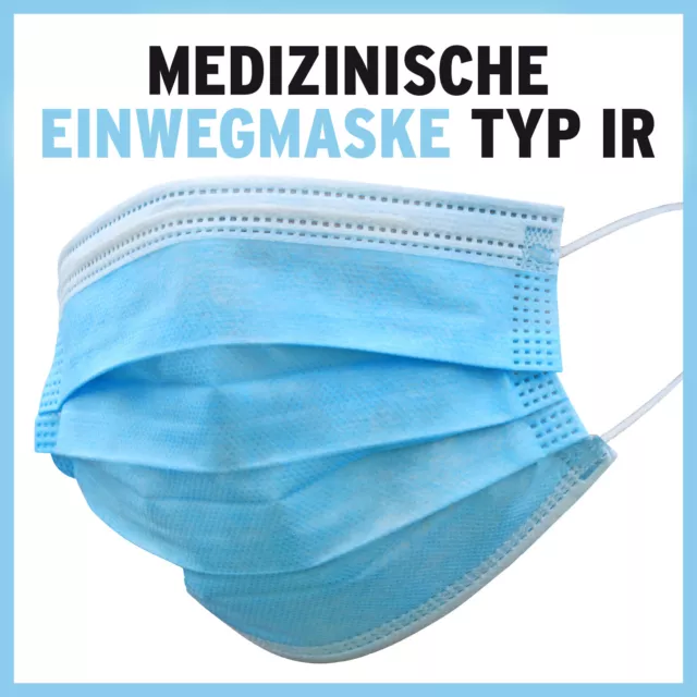 150x Einweg Mundschutz Atemschutz Gesicht OP Maske Hygienemaske 3-Lagig Blau