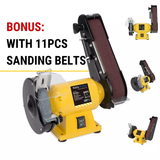 **150mm Bench Grinder Linisher Sanding Grinding Wheel Belt Sander with 11 Belts