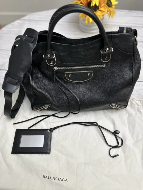 BALENCIAGA black leather motocross bag