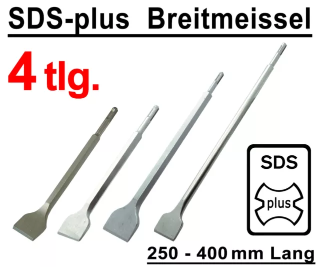 SDS-plus Breitmeißel Satz 4-tlg Fliesen Meißel Spatmeißel für Stemm & Bohrhammer