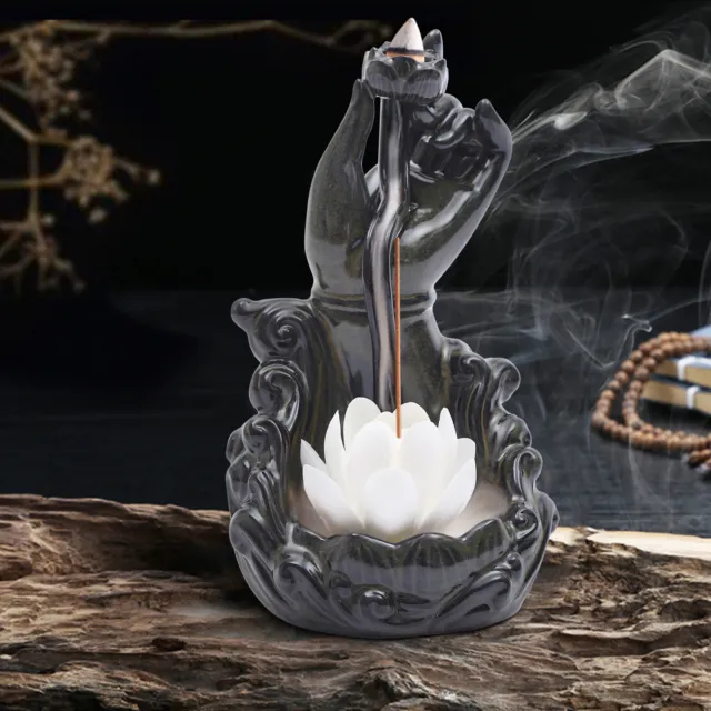 Incienso en cascada cerámica bergamota loto quemador de incienso decoración