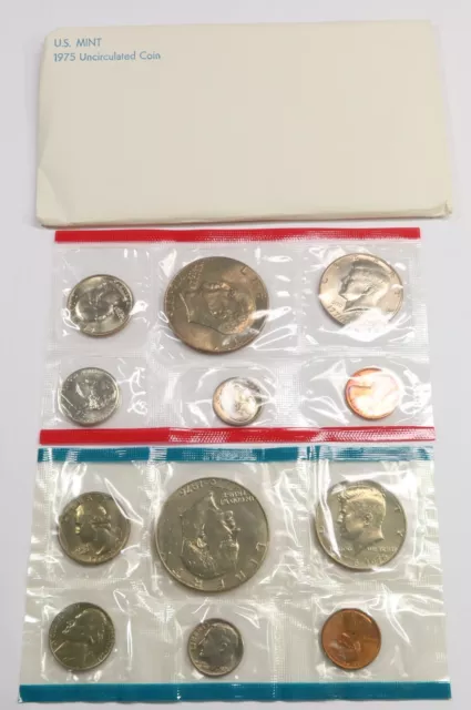 1975 US Mint Uncirculated UNC Clad Complete 12 Coin Set w OGP #47028Y