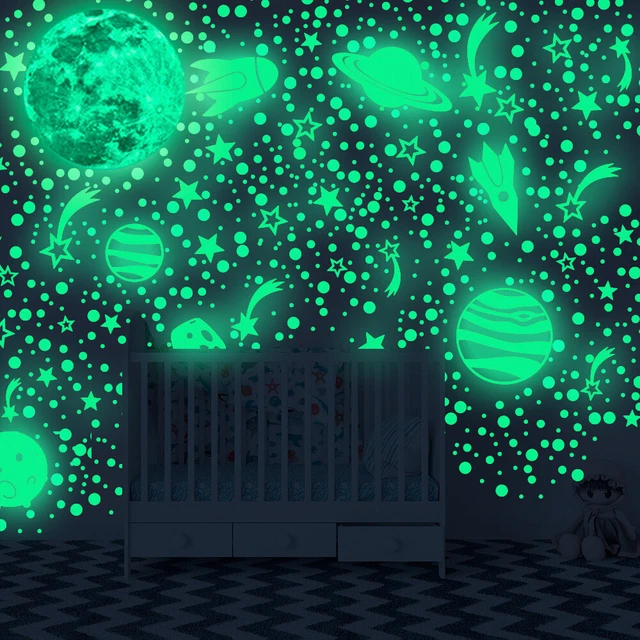 Car Wall Decals Glow In Dark Construction Wall Decals - 21Pcs Green Luminous Vehicle Stickers For Kids Rooms Glow In The Dark Wall Decals