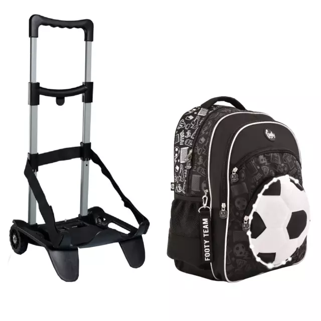 Grande Zaino Pallone Footy Led con Carrello Trolley Staccabile Seven Scuola