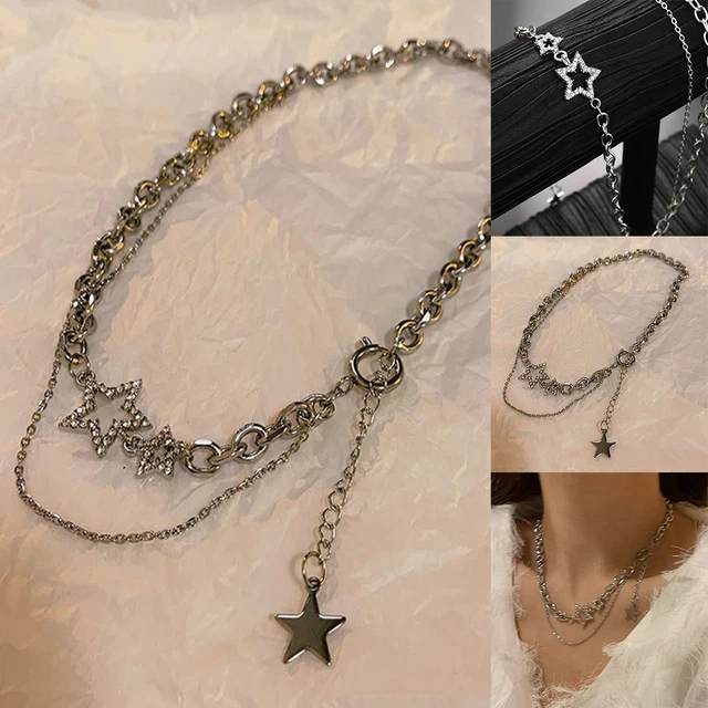 Collier étoile Grunge Y2K Argenté - Bijou Vintage Emo Pour Femmes Et Filles | Style Punk Rétro - 8