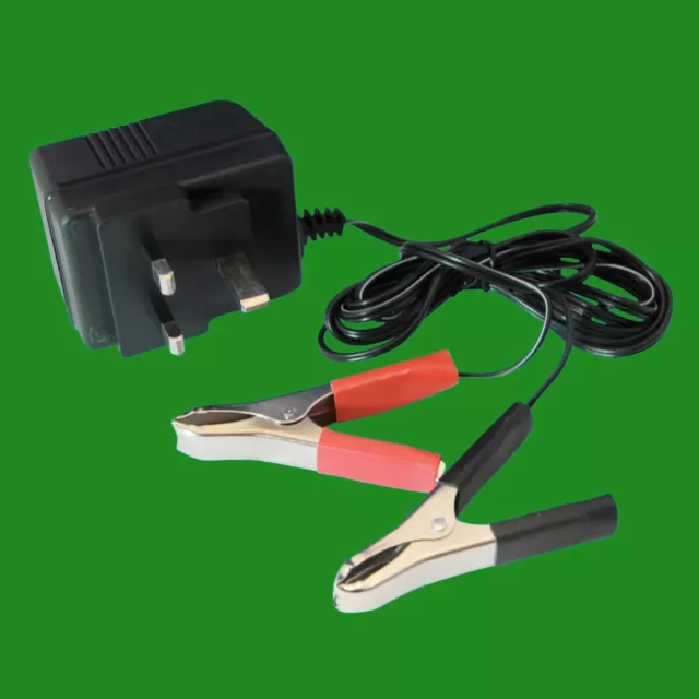 12V Battery Trickle Charger 500mA, Crocodile Clips, Cars, Motorbikes, UK Plug