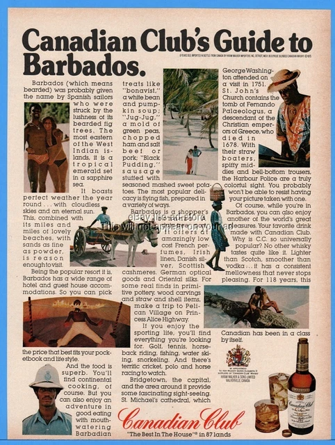 1976 Canadian Club Whiskey CC Guide To Barbados Bikini African American Black Ad