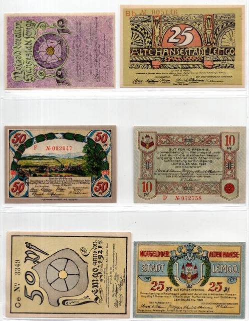 1921 Germany Lemgo Notgeld Set of 6 (RE42)