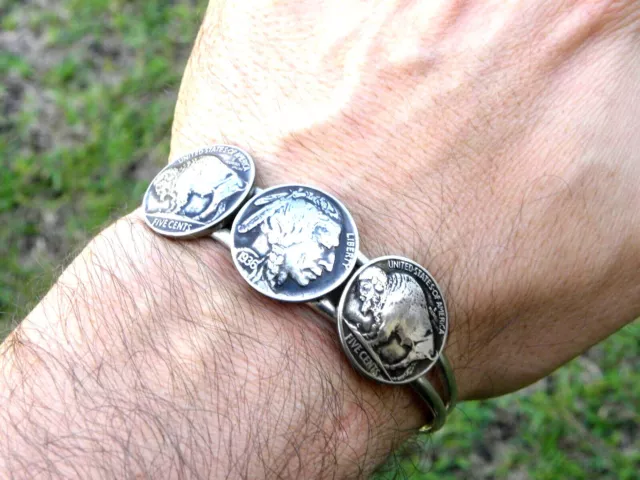 Cuff Bracelet 1936 authentic Buffalo Indian Nickel coins nice gift adjustable 3