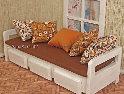 SOFA Couch dolls house wooden Furniture 1:6 scale living room Accessories 3