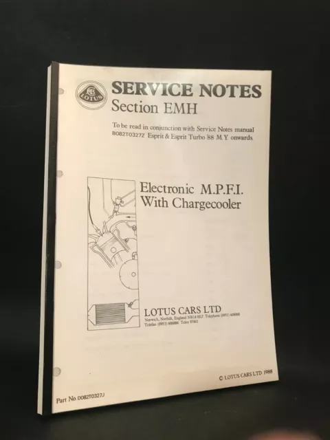 1988 LOTUS Esprit M.Y. On.- Services Notes Manual Section EMH Engine manage.copy