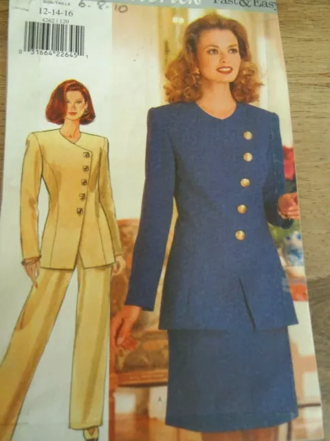 4262 Patron  Butterick 3 Creations Pantalon Jupe Veste Croisee Chic 34 Au 44