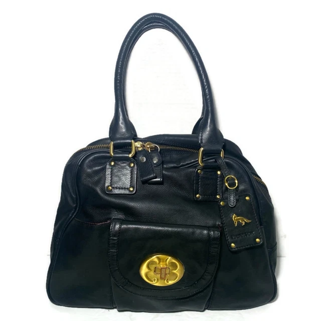 Emma Fox Black Satchel Bag With Turn Lock Front Pocket