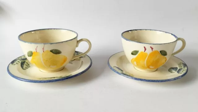 Poole Dorset Fruit Breakfast Cups and Saucers x 2