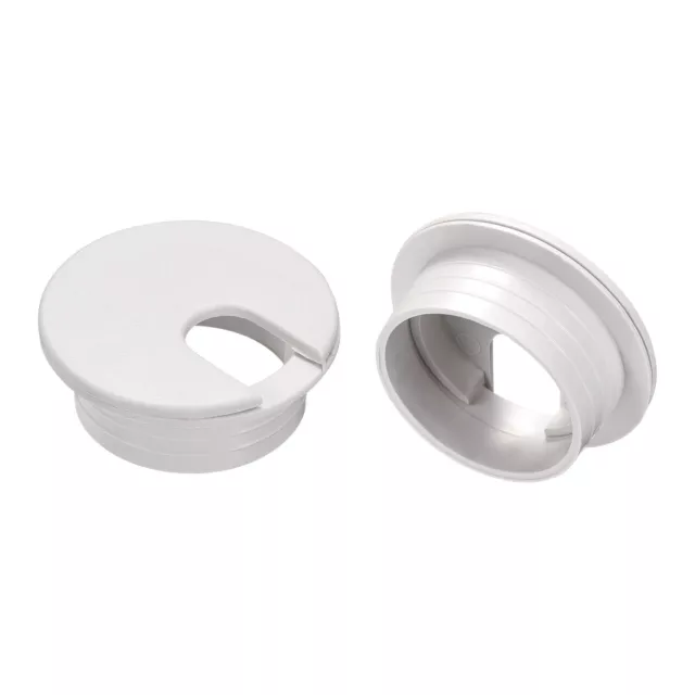 2Pcs 1.38Inch/35mm Cable Hole Cover ABS Desk Cable Wire Cord Grommet, White