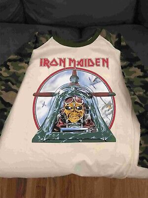 Iron Maiden Aces High 1984 Concert Raglan CREAM/CAMOUFLAGE S to 3XL