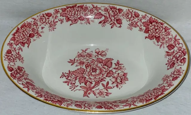 Jackson FEATHERWEIGHT CHINA*RED/PINK FLORAL*10" OVAL VEGETABLE BOWL*