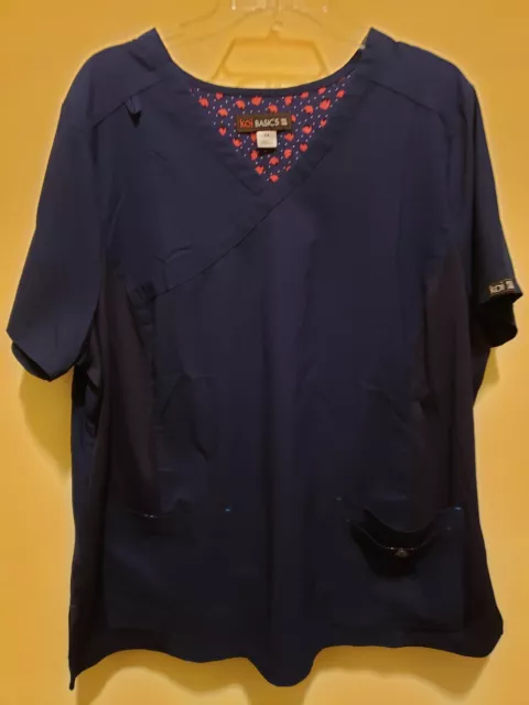 Koi Basics Womens Scrub Top Navy Blue Size 2X