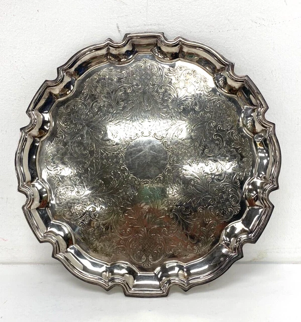 Vintage Cavalier Silver Plated Circular Serving Tray 31cm B37 Z2