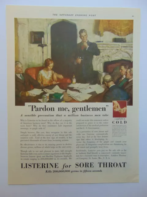 1930 LISTERINE For SORE THROAT Kills 200 Million Germs in 15 Seconds! print ad