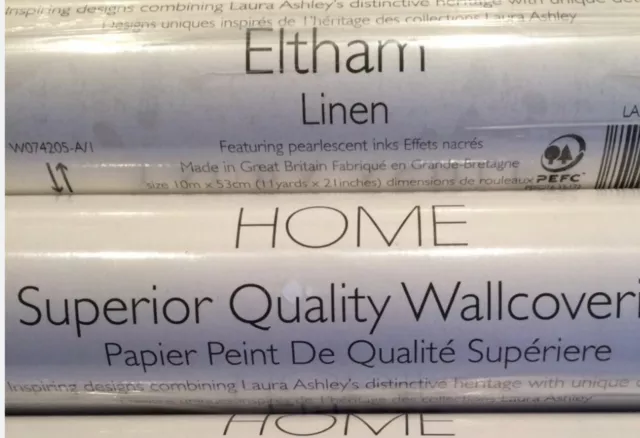 3 x Rolls of LAURA ASHLEY 'Eltham' Wallpaper in Linen SEALED  Pearlescent Inks