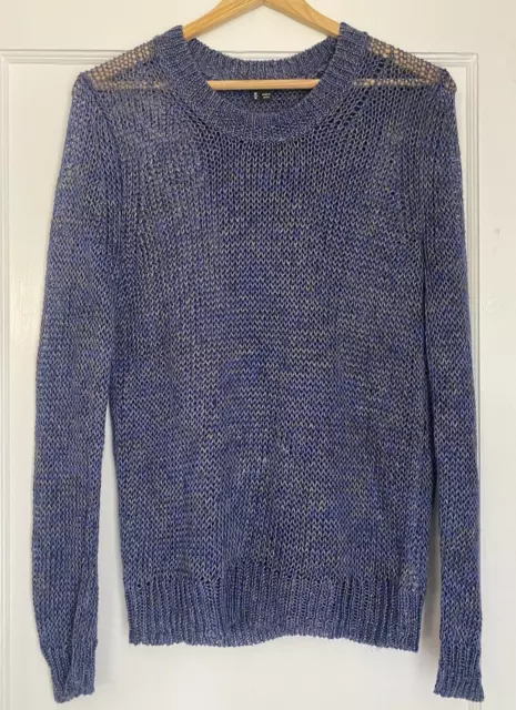 Theory blue 100% linen open back  knit top M