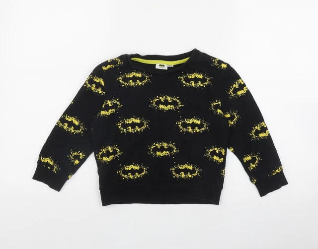 Felpa pullover Batman ragazzi nera geometrica poliestere taglia 6-7 anni