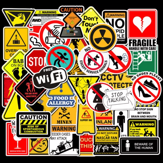 ⭐ 50 Stück Warning Sign / Warnung / Achtung /Caution Style Stickerbomb Aufkleber