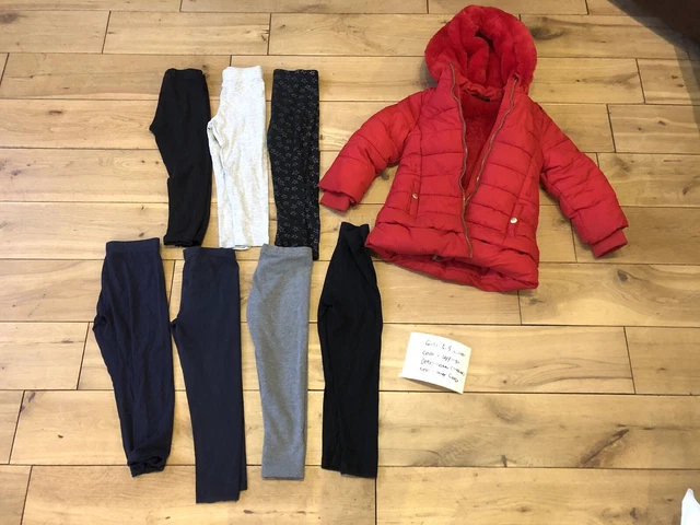 Girls age 4-5 years winter clothes bundle red coat leggings Debenhams next navy